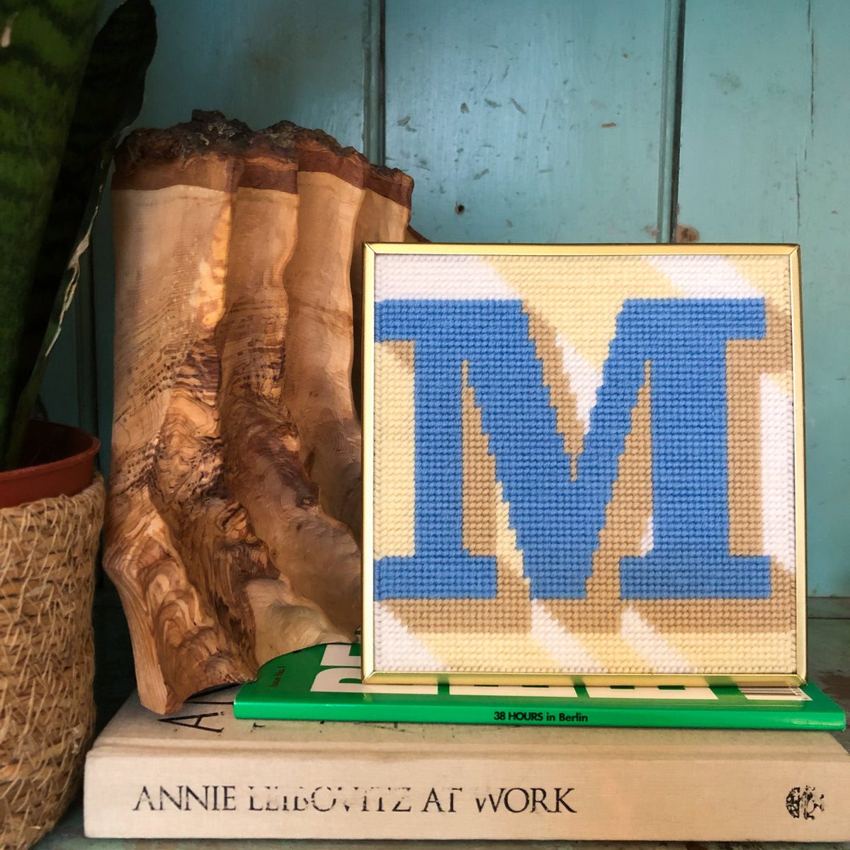 Customisable Neutral ‘M’ Alphabet Needlepoint Kit Hannah Bass