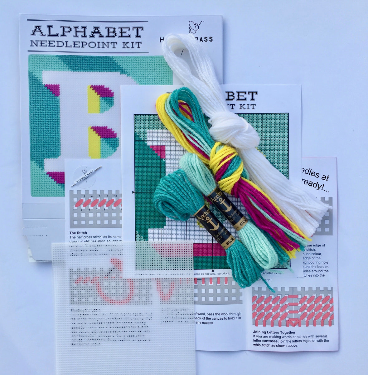 Teal ‘B’ Alphabet Needlepoint Kit Hannah Bass