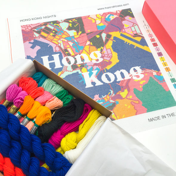 Hong Kong Nights City Map Needlepoint Kit