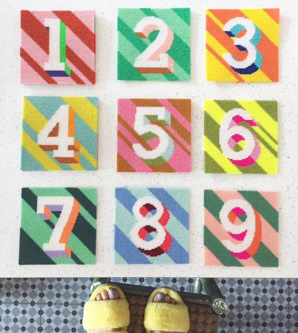 Yellow ‘4’ Number Needlepoint Kit