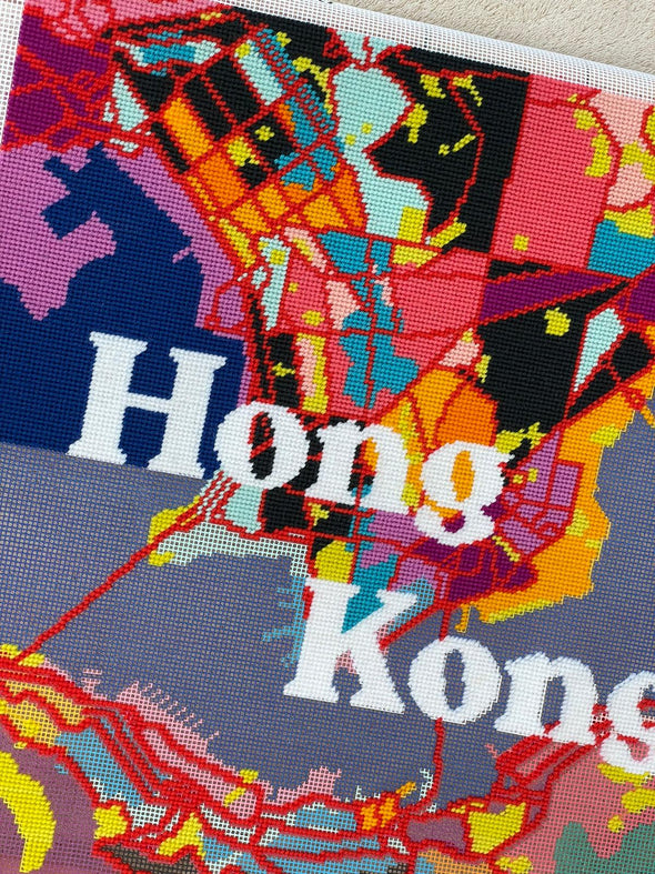 Hong Kong Nights City Map Needlepoint Kit