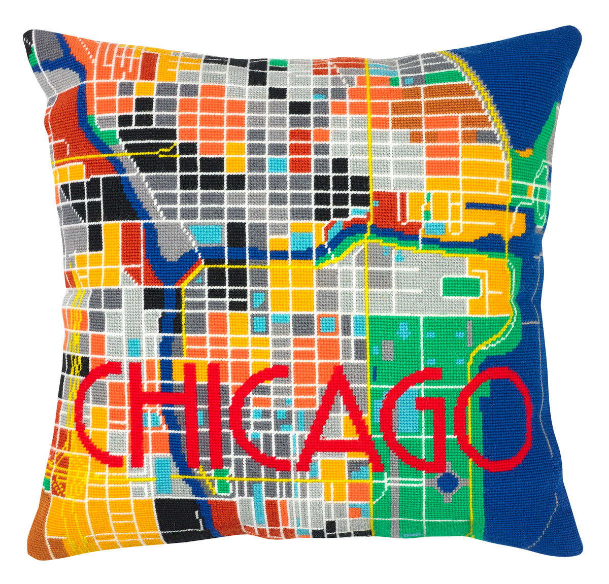 Chicago City Map Needlepoint Kit Hannah Bass