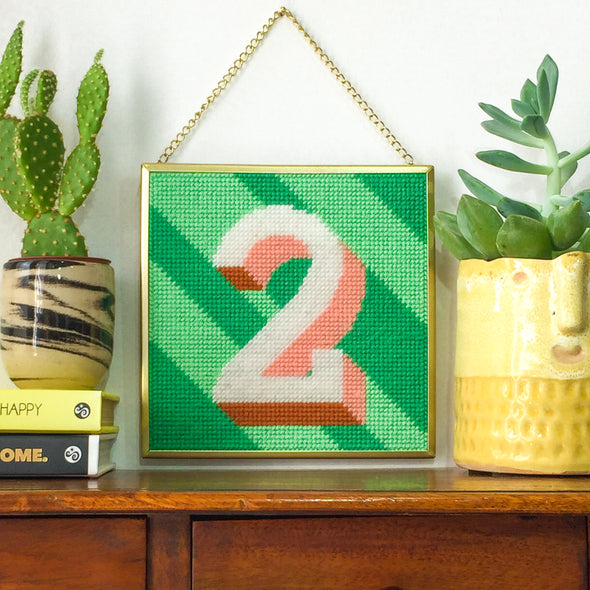 Green ‘2’ Number Needlepoint Kit