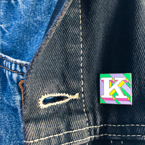 K Enamel Alphabet Pin Badge