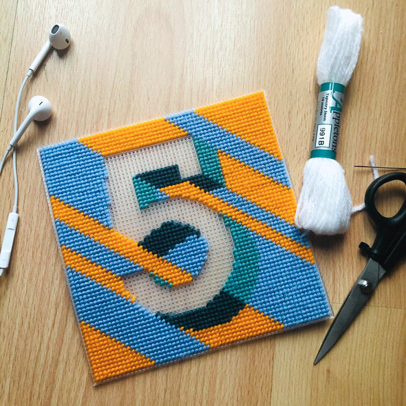 Blue ‘5’ Number Needlepoint Kit