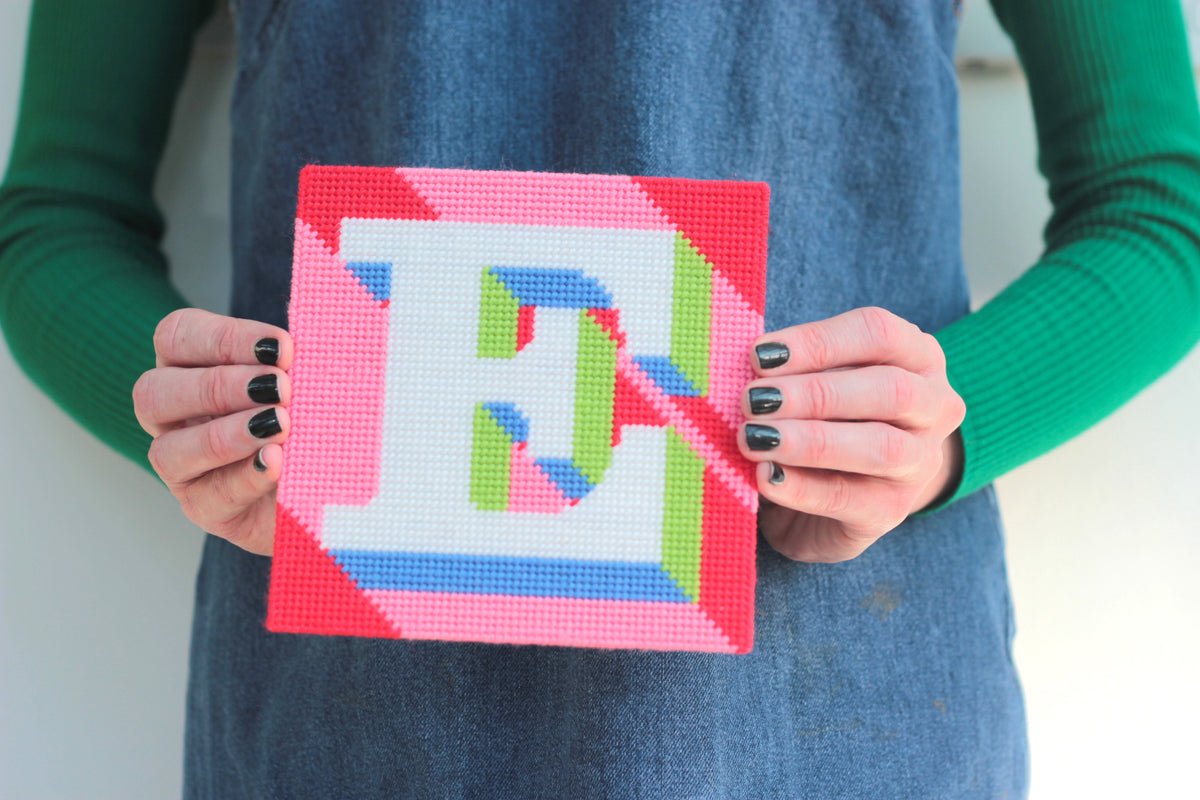 Red ‘E’ Alphabet Needlepoint Kit Hannah Bass