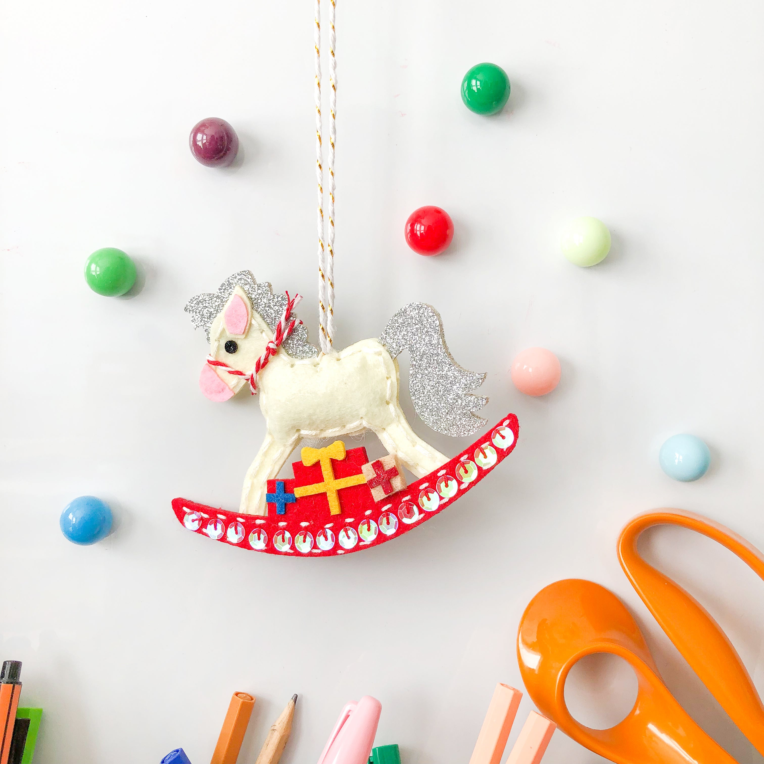 Felt Rocking Horse Christmas Rocking Horse Felt Kit – Hannah Bass
