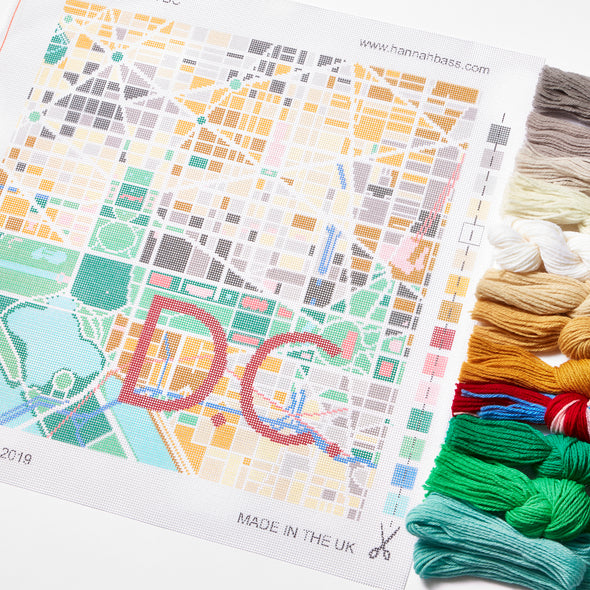 Washington D.C. City Map Needlepoint Kit - Hannah Bass