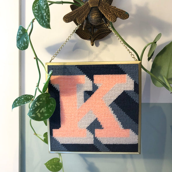 Customisable Neutral ‘K’ Alphabet Needlepoint Kit