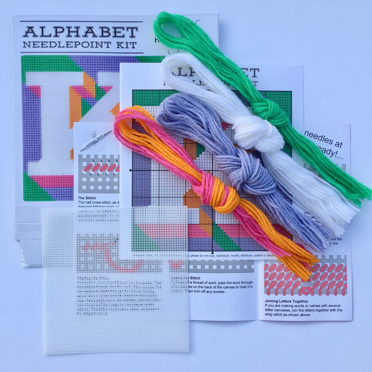 Purple ‘K’ Alphabet Needlepoint Kit Hannah Bass