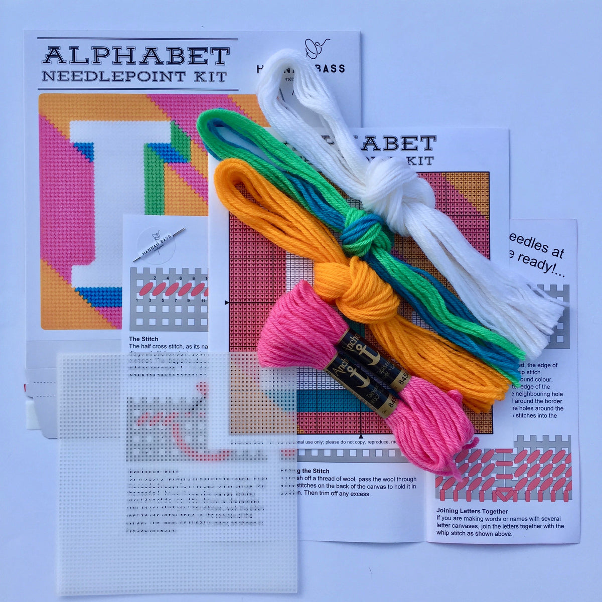 Pink ‘L’ Alphabet Needlepoint Kit Hannah Bass