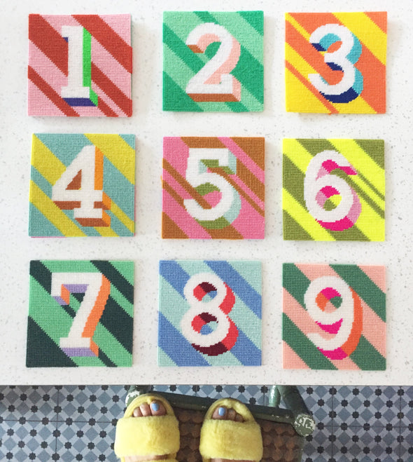 Neon Yellow ‘6’ Number Needlepoint Kit
