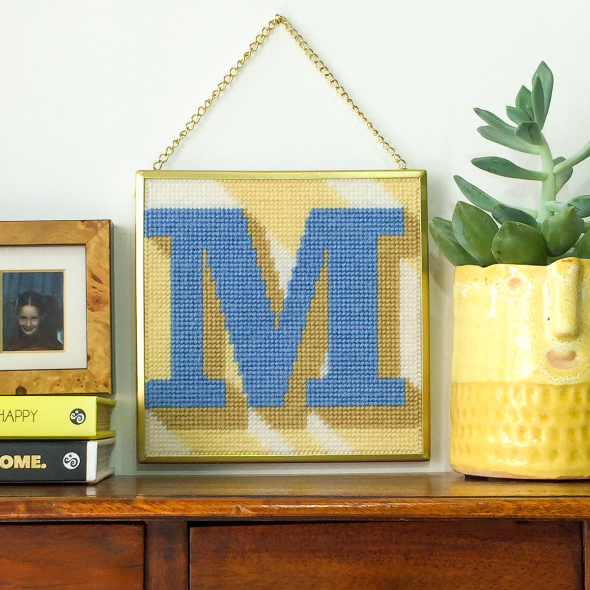Customisable Neutral ‘M’ Alphabet Needlepoint Kit Hannah Bass