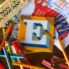 Orange ‘E’ Alphabet Needlepoint Kit