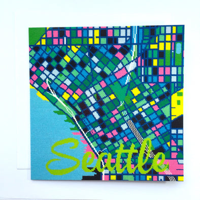 Seattle City Map Greeting Card - Hannah Bass