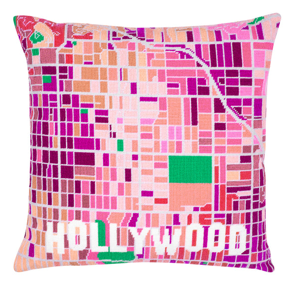 Hollywood White City Map Needlepoint Kit - Hannah Bass